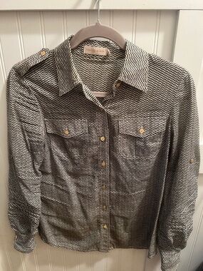 Tory Burch black and white chevron shirt